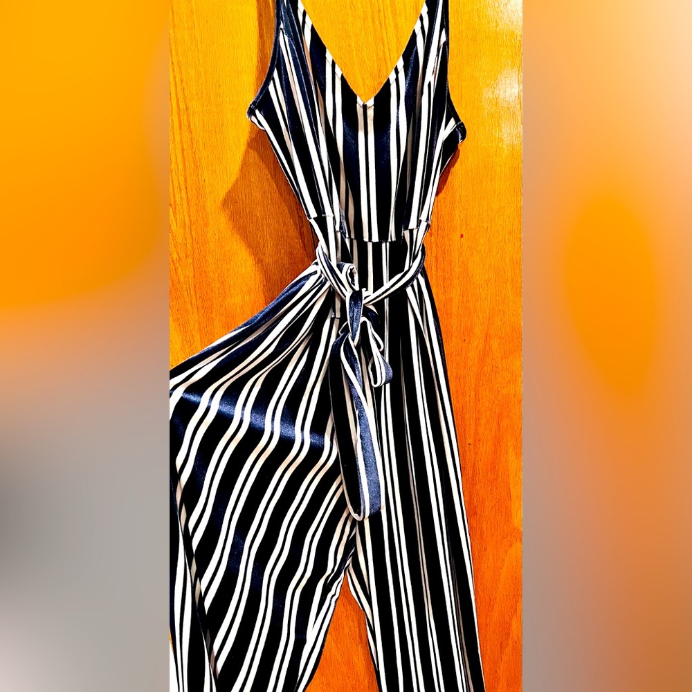 Forever 21 Blue Striped Jumpsuit Size OX #letscelebrate